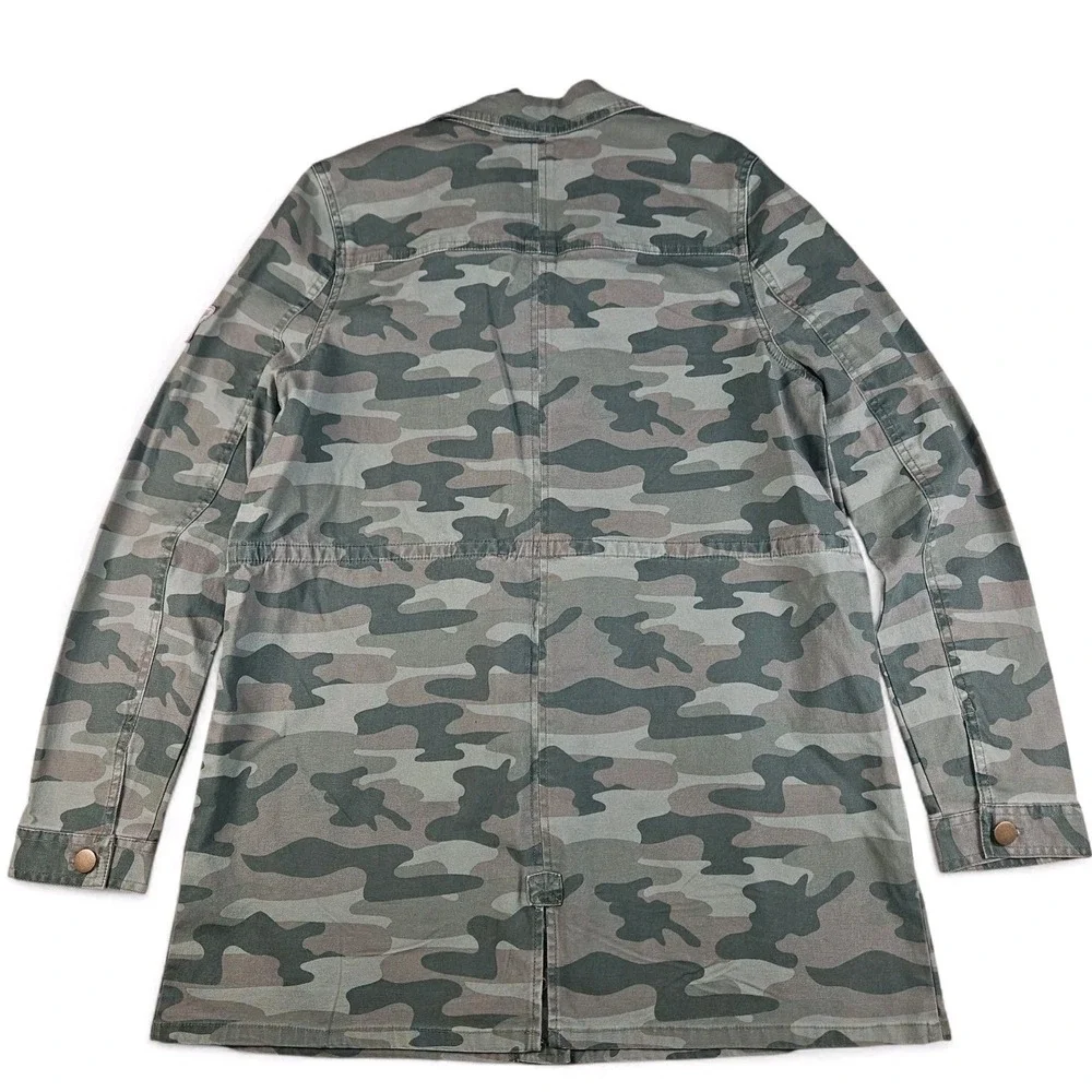 Justice Jacket Girls Size 16 / 18 Plus Camo Green Butterfly Star Patches Pockets